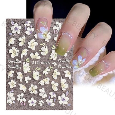 3d vårblomma nagelklistermärken 1 ark Nail Art Nail Stickers Självhäftande 5d Deco Ongle Nail Art Design Manikyr