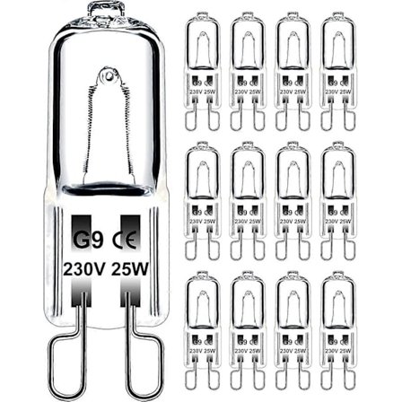 G9 Glödlampa 25W 230V Dimbar Varmvit, G9 Halogenlampa 300C Tolerans, G9 Ugnslampa för Mikrovågsugn Spis Taklampor, 12-pack [DB]