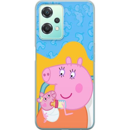 Kompatibelt Mobildeksel til OnePlus Nord CE 2 Lite 5G Peppa Gris familie motiv med mor gris, far gris og venner, fargerikt tegnet barnebilde