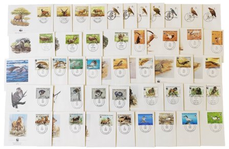 WWF - Pakke med 43 forskellige FDC'er