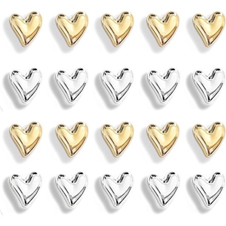 20 st Guld Kylskåpsmagneter Söta Hjärtformade Dekorativa Magneter Silver Kylskåpsmagneter Litet Magnetset för Hemmakök C