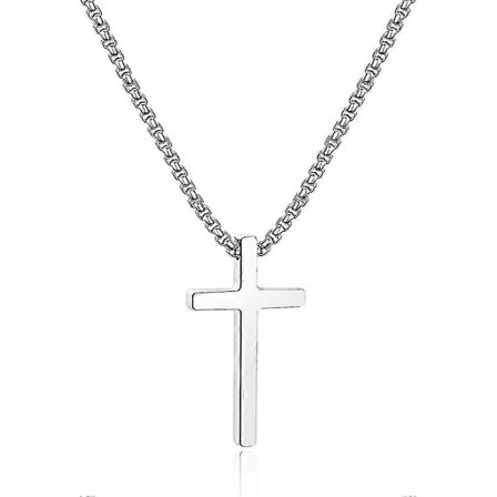 Kors Halskjede For Menn, Sølv Svart Gull Rustfritt Stål Kors Anheng Halskjede For Menn