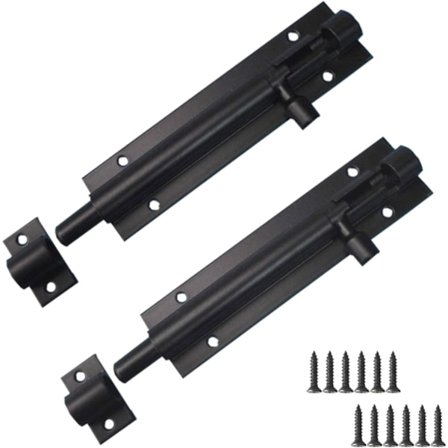 2 st dörrlås, rostfritt stål låsbult glidande lås för ytterdörr trädgårdsfönster och dörrar, 5 tum, svart