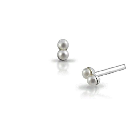 1 stk. Nesepiercing i sølv med 2 hvite perler (rette)