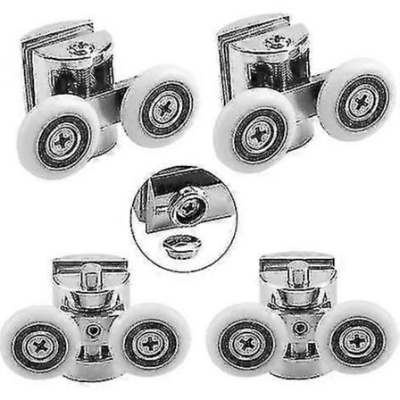 4-pack Glasduschdörrsrullar, 23 mm Diameter Massiv Zinklegering Dubbla Rullar för Duschenhet, Duschrum, Reservdelar-hy {DB}