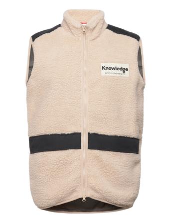 Teddy Fleece Hood Vest With Rib Sto Cream Knowledge Cotton Apparel