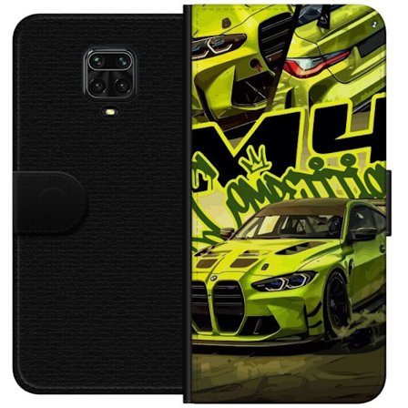 Yhteensopiva Lompakkokotelo Xiaomi Redmi Note 9 Pro Bluey-perhe iloisessa piirrostyyliä kukkaisella taustalla ja leikkisällä väripaletilla