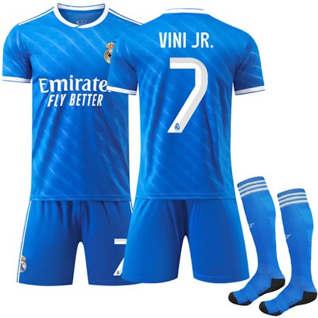 2025-2026 Real Madrid Udebane Fodboldtrøje Sæt med Strømper Vinicius Nr. 7 VINI JR