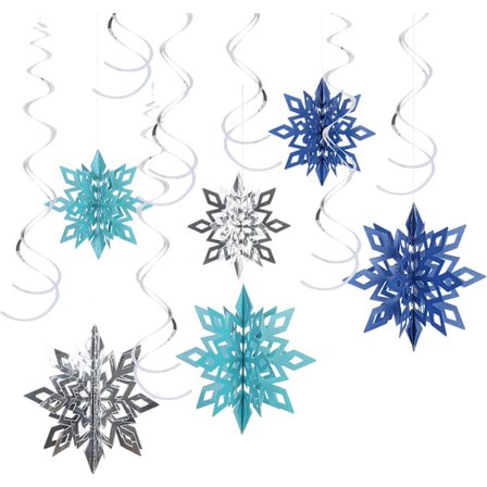 24 stk. Juledekorasjoner - Glitrende Snøfnugg Hengende Dekorasjoner til Jul