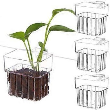 4 stk. Akvatiske Plantekrus Akvarium Plantekasser Fisketank Planteholder Akvarium Plantepotter Akvarietilbehør