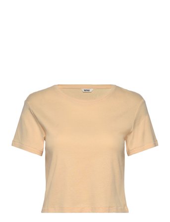 Monki Cropped Fitted Cotton T-Shirt - Orange - XS