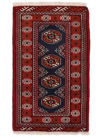 Tapis Turkaman 62X100 Noir/Rouge Foncé (Laine, Perse)