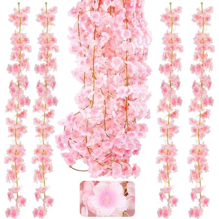 4 stk. 6ft kunstig kirsebærblomst guirlande silke hængende guirlande