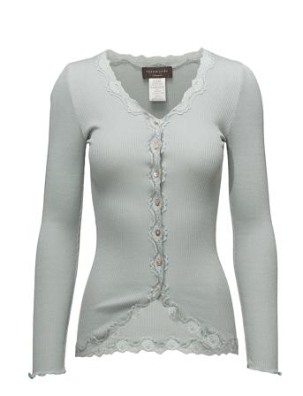 Silk Cardigan W/ Lace Stickad Tröja Cardigan Grå Rosemunde