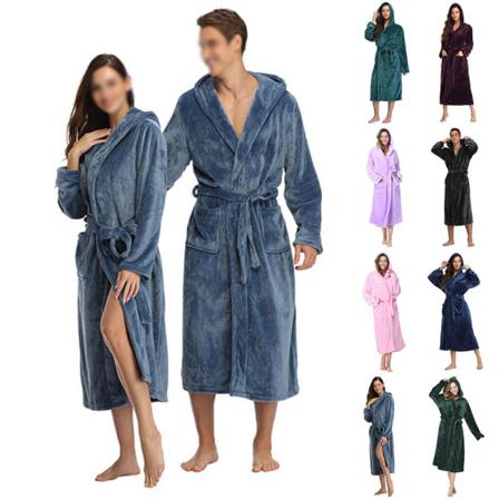 Unisex Huvtröja Pyjamas Lös Långärmad Huva Med Knytband Midjepåse Ocean Blue L