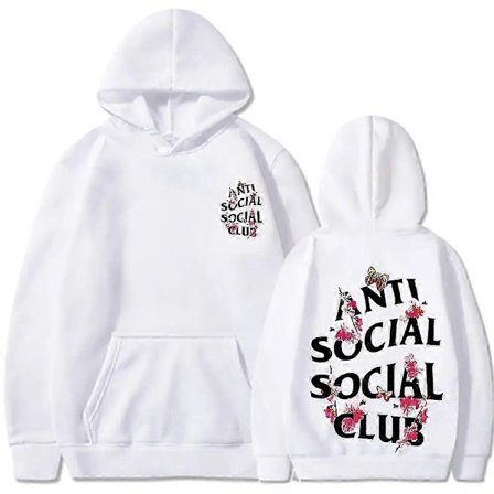 Anti Social Club Trykk Hettegenser Kule HettegensereKompatibel med Menn Og Kvinner Casual Pullover Hettegensere Med Kengurulomme