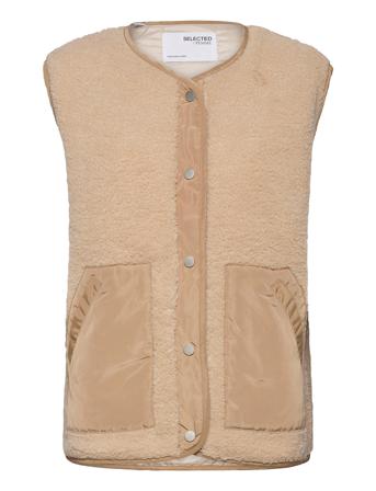 Slfcasie Sl Teddy Vest Ex Beige Selected Femme
