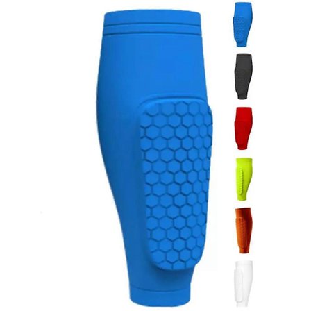 (bule M) Shin Defender Leggskinn Beskyttende Kompresjonserm med Vaffelmønstrede Puter bule