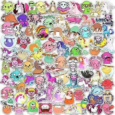 130 stk Axolotl Stickers til Vandflasker Søde Dyre Unicorn Stickers til Børn Piger & Drenge Vandfaste Dovendyr Vinyl Stickers Pakke