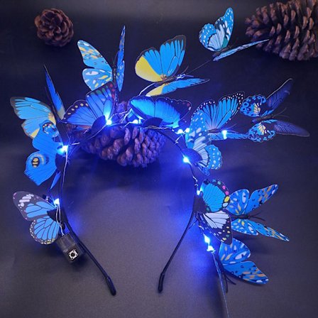 Glödande LED Light Up Butterfly Fascinator Pannband Hårband Ho