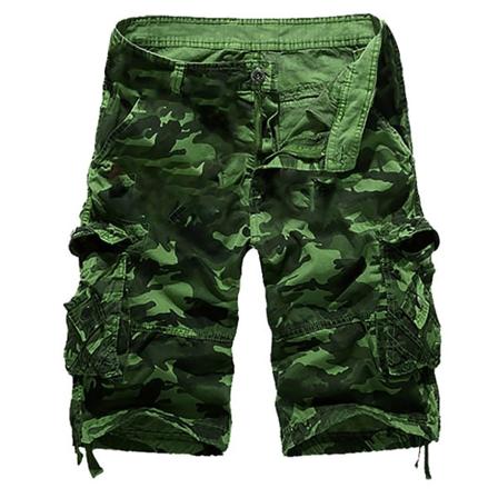Herrenshorts Multi Pocket Cargo Byxor Lös Casual Green 2XL zdq
