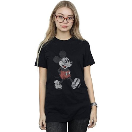Disney Dam/Damer Walking Mickey Mouse Bomull Boyfriend T-Sh