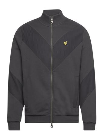 Chevron Zip Through Track Jacket Sweat-shirt Genser Svart Lyle & Scott*Betinget Tilbud