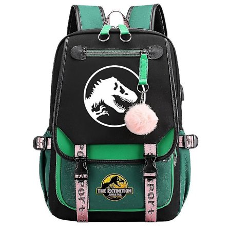 Jurassic Park Dinosaur Unisex Skolevesker - Canvas Laptop Ryggsekk For Barn, Tenåringer & Voksne