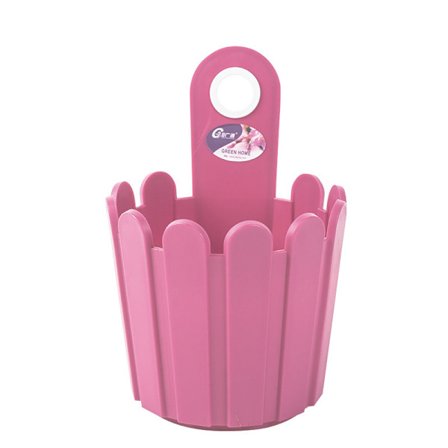 Mini polypropylen blomsterkasse, 15 cm rosa veggmontert gjerdeblomster