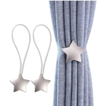 Sæt med 2 magnetiske gardinholdere i metal med magnet til hjemmet