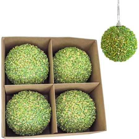 4-pack Julgranskulor, 3.15 tum, Osplitterliga med Glitter, Hängande Dekorationer (4 st #-6) 4 pcs #-6