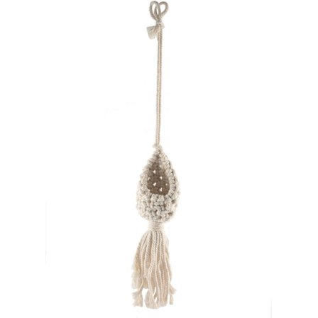 Boho Makramé Luftväxt Hängare Tillandsia Hängande Korg Rephållare Blomdekor (10CM)