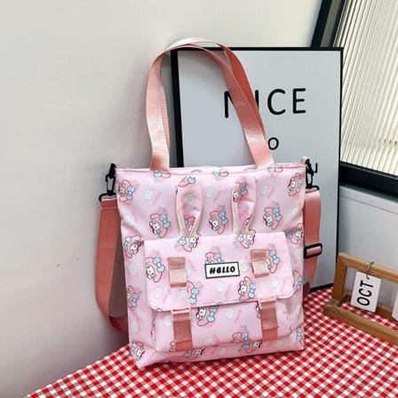 Tecknad handväska för tjejer Nylon Axelväska MÖRKROSA dark pink