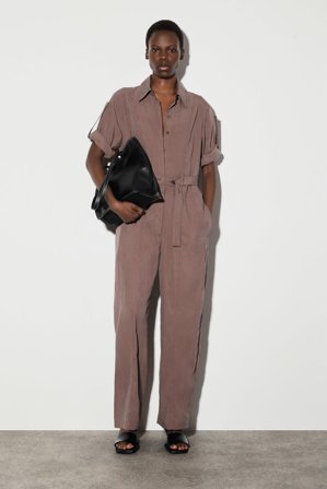 COS Women's Belted Modal Boilersuit in Brown