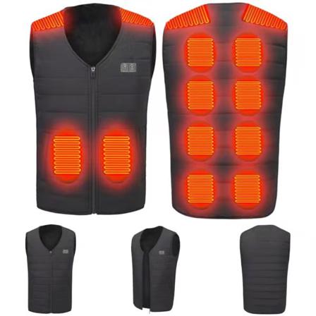Unisex Usb Uppvärmd Eljacka Dual Control 12-zon Svart