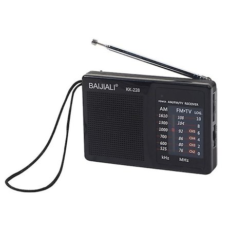 BAIJIALI BJL228 Retro Portabel Tvåbands FM AM Radio BJL228 Svart