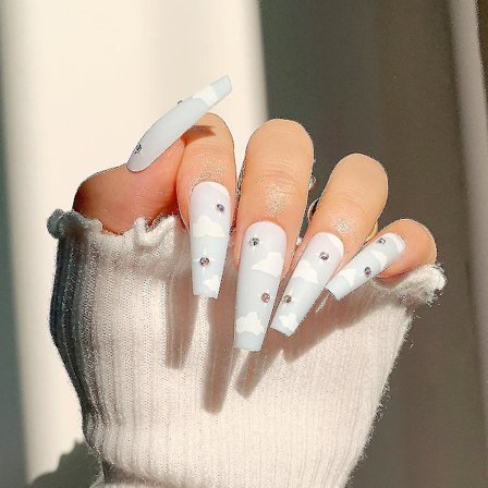 Påsætningsnegle Lange Ballet Falske Negle Manicure Patches Bærende Armor