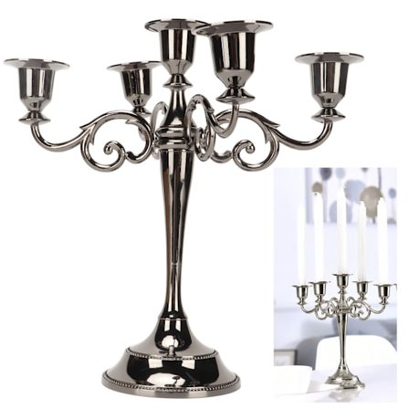 Metal Candelabra Musta 5 Haaraa Elegantti Väriä Kestävä Vakaa Leveä Jalusta Kartio Kynttilänjalka Juhliin Häihin