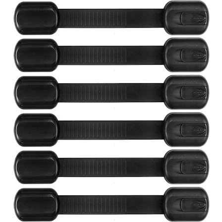 Barnsäkerhetslås för skåp - Barnsäkra spärrar för lådor, skåp, byråer, dörrar, garderober, ugnar, kylskåp - Justerbara barnsäkra band av -