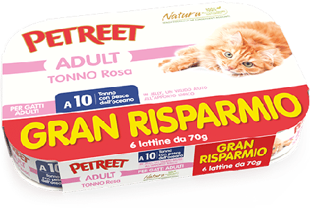 Petreet Tonno Rosa Con Pesce Oceano Cibo Umido Gatto Adulto 6x70g