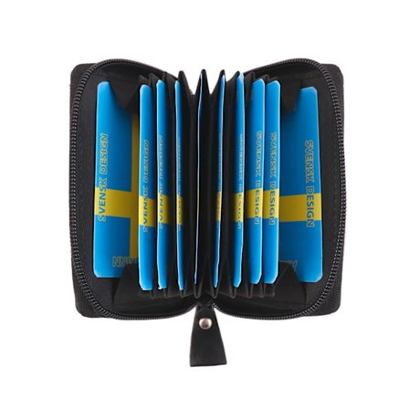 Kortfodral i skinn med 12 fack