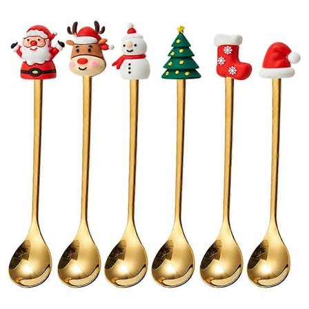 6 stk. Juleskeer Jule Røreskeer Rustfrit Stål Kaffeskeer Jule Skeer