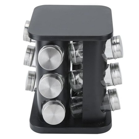 Maustepurkki 12 purkilla, pyörivä maustepurkki ruostumattomasta teräksestä KLB