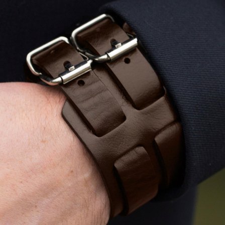 Bracelet à 2 bandes en cuir brut marron pour hommes - Bracelets en cuir - pour Hommes - Collin Rowe