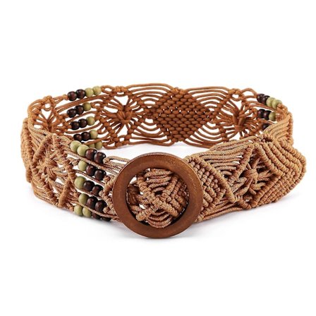 Damebælte med flettet talje, vævet bohemebælte til kjole, jeans, boho bredt bælte, spænde