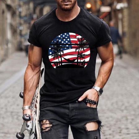 Herr Usa-flagga Printed T-shirt Kortärmade T-shirts