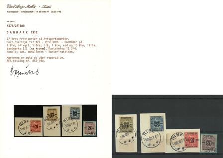 Danmark 1918 - AFA 85x-87x og 89x - Stemplet