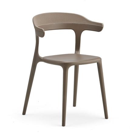 Stapelbar Modern Stol i Formgjutet Design - UV-beständig - Taupe