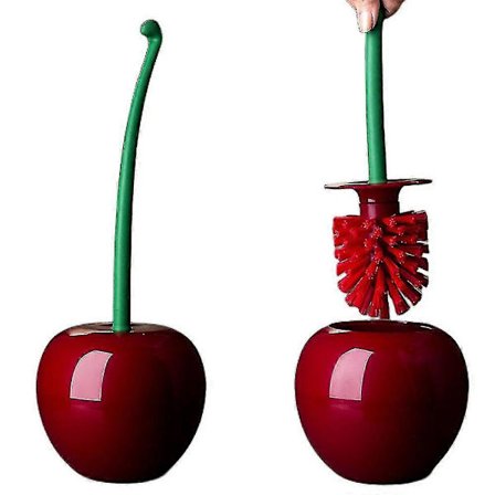 Toiletbørste og holder i kirsebærform, stående WC-rengøringsbørste til badeværelse