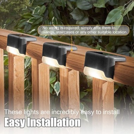 Solcelledrevet belysning for trapper og rekkverk, 8-pakning